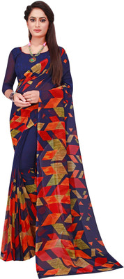 Suali Printed Daily Wear Georgette Saree(Dark Blue)