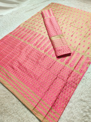 Skiran's Woven Mekhela Chador Polyester Saree(Beige)