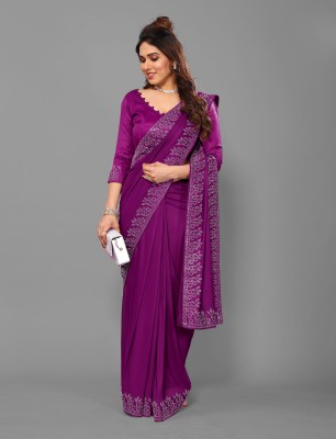 Ejoty Fashion Embellished Bollywood Silk Blend Saree(Magenta)