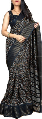 Bhuwal Fashion Printed Bollywood Art Silk Saree(Black)