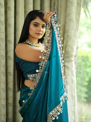 Divastri Solid/Plain Bollywood Jimmy choo Saree(Purple)