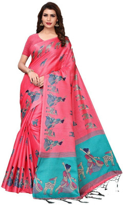 Priyashi Printed Kalamkari Art Silk Saree(Pink)