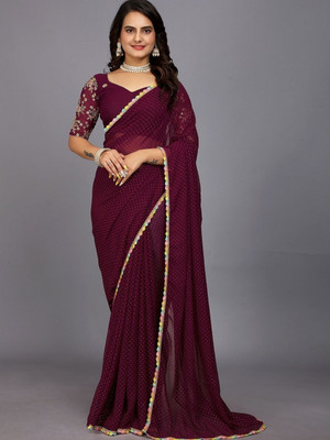 DG's Attire Self Design Bollywood Georgette Saree(Magenta)