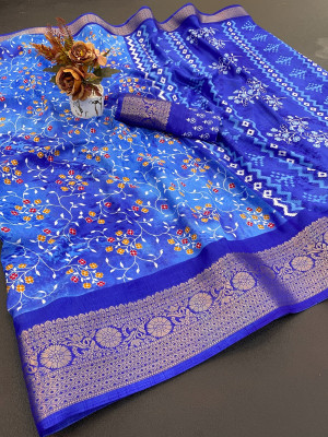 Aika Digital Print Daily Wear Art Silk Saree(Blue)