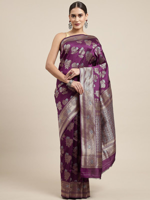 amirat Self Design Banarasi Jacquard Saree(Magenta)