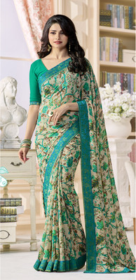 Hensi sarees shop Woven Bhagalpuri Georgette, Art Silk Saree(Green)