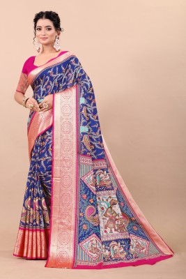 THE PRIVATE LABLE Self Design Kanjivaram Linen Saree(Multicolor)