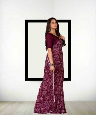 DVNCREATION Printed Bollywood Georgette Saree(Purple)