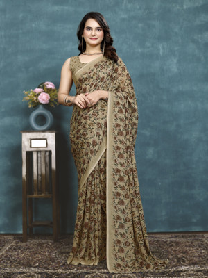 Kanooda Prints Printed Daily Wear Georgette Saree(Blue)