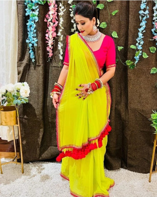 KRONISFASHION Self Design Banarasi Georgette Saree(Light Green)