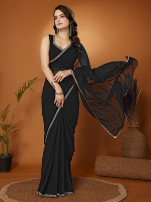 Divastri Embellished Bollywood Georgette Saree(Black, Multicolor)