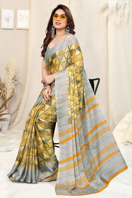 MIRCHI FASHION Printed, Geometric Print Daily Wear Chiffon, Georgette Saree(Yellow)