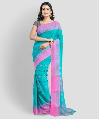 Reba saree center Self Design Tant Pure Cotton Saree(Light Green)