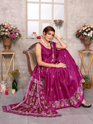 YASHIKA Printed Mysore Art Silk Saree(Purple)