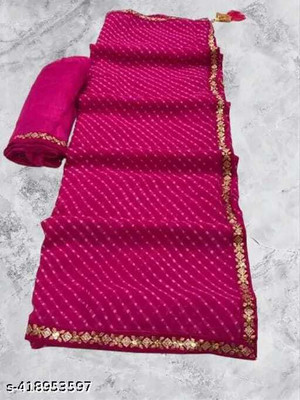 Metro Textiles Printed Bandhani Georgette Saree(Maroon)
