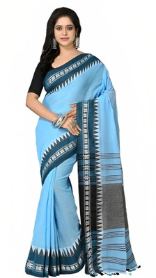 sdn Self Design Tant Pure Cotton Saree(Light Blue)