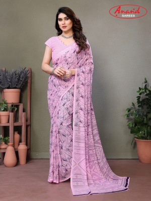 Anand Sarees Paisley, Geometric Print Daily Wear Georgette Saree(Pink)