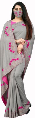 pUNYATHA CREATION Embroidered Bollywood Art Silk Saree(Grey)