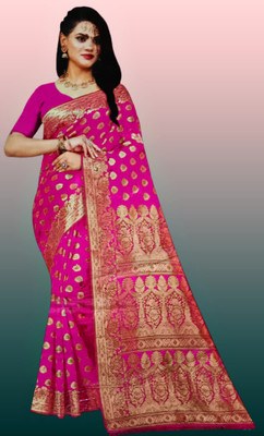 Laboni creation Digital Print Baluchari Art Silk Saree(Pink)
