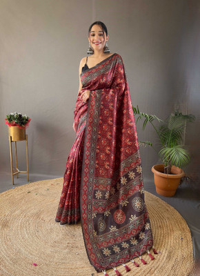 Tasrika Digital Print Bollywood Silk Blend Saree(Maroon)