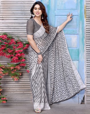 Divastri Geometric Print, Printed Daily Wear Georgette Saree(Grey, White)