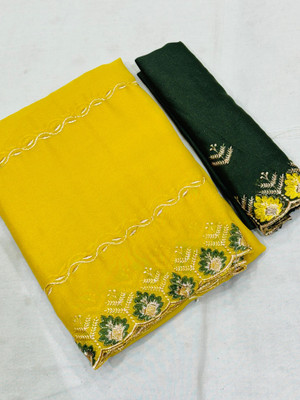 Ttex Embroidered Bollywood Georgette Saree(Yellow)