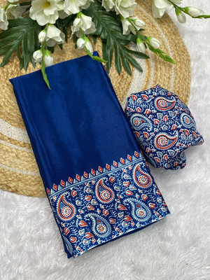 TRUORIGIN Printed Bollywood Silk Blend Saree(Multicolor)