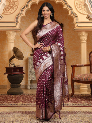 LeeliPeeri Designer Woven Banarasi Cotton Silk Saree(Maroon)