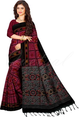 Quetzal Printed, Self Design Sambalpuri Pure Cotton Saree(Red)