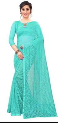 TVISHAFASHION Self Design Bollywood Net Saree(Blue)