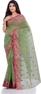 Desh Bidesh Woven, Self Design, Paisley Handloom Handloom Cotton Blend, Pure Cotton Saree(Green)