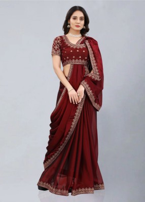 VRINDITA FASHION Self Design Daily Wear Cotton Blend Saree(Maroon)