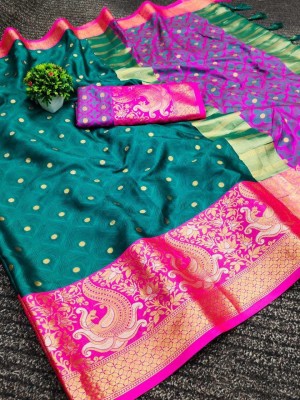 Ozon Designer Fab Woven Banarasi Pure Silk, Cotton Silk Saree(Multicolor)