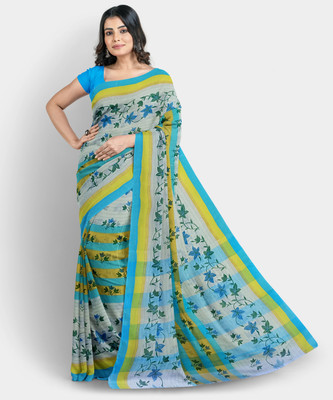 Mayabi Printed, Blocked Printed Tant Pure Cotton Saree(Multicolor)
