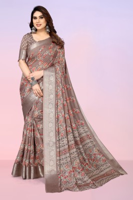 Divastri Printed, Woven Venkatagiri Cotton Silk, Jacquard Saree(Brown)