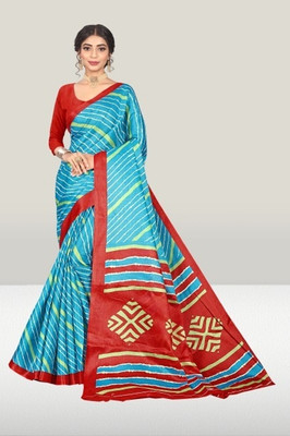 RUNAYA NX Printed, Checkered Daily Wear Georgette Saree(Light Blue)