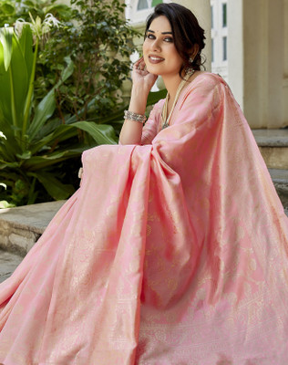 YASHIKA Woven Kanjivaram Art Silk Saree(Pink)