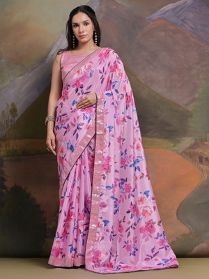 Sareemall Embellished Bollywood Chiffon Saree(Pink)