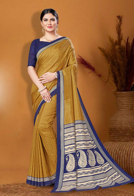 SimSim Trendz Printed Daily Wear Polyester Saree(Gold)