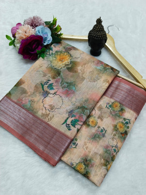 HouseOfCommon Woven Kanjivaram Pure Cotton, Cotton Silk Saree(Orange)