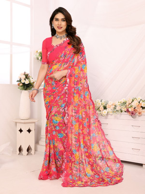 AAI LAXMI CREATION Printed Daily Wear Georgette Saree(Red)