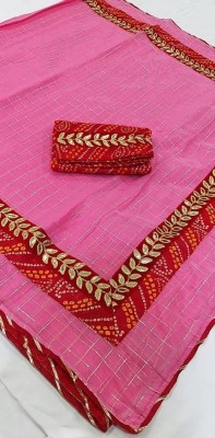 Arpita Fashion Checkered, Self Design Bollywood Cotton Blend Saree(Pink)