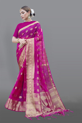KOTHARI SKT Self Design Bandhani Organza Saree(Magenta)
