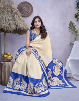 YASHIKA Printed Daily Wear Art Silk Saree(Blue)