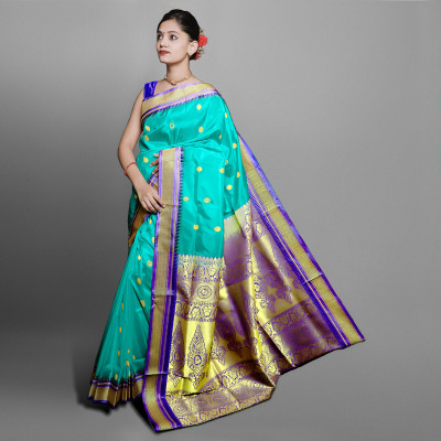 Spewim Woven Paithani Art Silk Saree(Light Green)