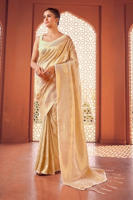 Tasrika Woven Kanjivaram Silk Blend Saree(Beige)