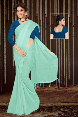 EVERYDAY CREATION Self Design Daily Wear Georgette Saree(Blue)