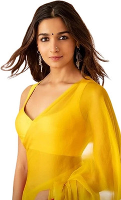 FANCYNINE Self Design Bollywood Georgette Saree(Yellow)
