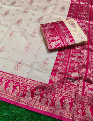Adhya Woven Baluchari Silk Blend Saree(Beige)
