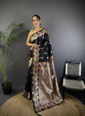 KALIPATRA Embellished Banarasi Art Silk Saree(Black)